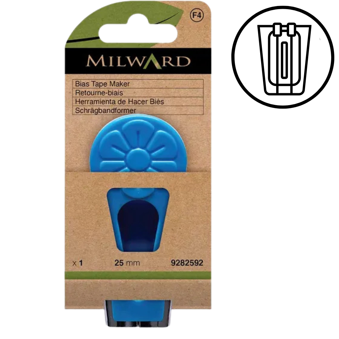 9282592 | 4895126755592 | Milward Biaisbandvormer 25mm blauw Bias Tape Maker | Milward | Milward Green | milward biaisbandvormer, milward bias tape maker, biaisband maken, biaisbandmaker, biaisband vormer, biaisband hulpmiddel, bias tape maker, bias tape tool, bias binding maker | quilt hulpmiddel