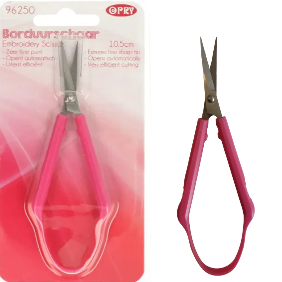 8717738962501 | 96250 | Opry | borduurschaar | knijpschaar | schaar zonder vingeropeningen | roze schaar | naaigereedschap | borduren | naaien | knoopsgaten knippen | quilten | patchwork | precisieschaar | garen afknippen | klein gereedschap | textielbewerking | roestvrij staal, lichtgewicht | compact formaat | handwerkschaar | hobbygereedschap | embroidery scissors | thread snips | spring scissors | sewing tools | hand sewing | pink scissors | precise snipping | portable scissors | couture snips | Opry scissors, Stickschere | Fadenschere, pink
