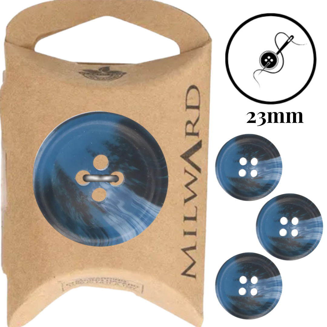 4895126771653 | 9033118 | MG9033118 | Milward | Milward Green | Milward Gespen | Milward Essentials | knopen | marmer knopen | Gemarmerde knopen | Gemarmerd blauw | 4-gaats knoop | 4-gaats knopen | Milward, Milward knopen | knopen 23mm | knoop gemarmerd | Gemarmerd blauwe knoop | knoop 15mm | polyester knopen | kleding knoop | naaibenodigdheden | fournituren | kleding maken | kledingreparatie | DIY knopen | naaispullen | naaiproject | fournituren webshop | handwerken | zelf kleding maken | textiel accessoires | button, sewing button | sew button | buttons 23mm | buttons beige | Milward buttons | craft button | clothing button | sustainable button | garment accessory | blauwe knopen | blue buttons | 23mm button