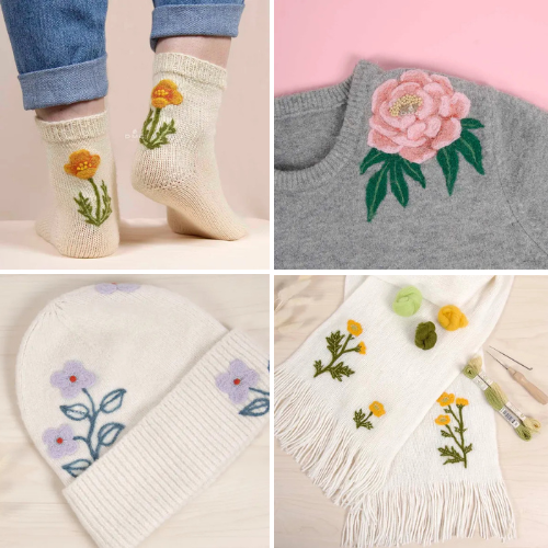 DMC Floral Embellishment viltboek naaldvilten patronen - Afbeelding 3