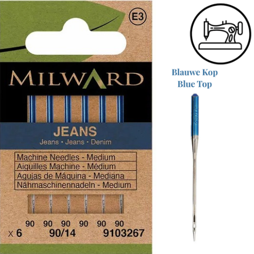4895126754267 | 9103267 | MG9103267 | Milward Naaimachinenaalden Jeans 90-14 _ 6 stuks | Milward Green | Milward | Milward machinenaalden | machinenaalden jeans | naalden jeans| milward naalden | naaimachine naalden | naalden set | textiel reparatie | naaibenodigdheden | Jeans naalden | naalden set 90-14 | duurzame verpakking | recyclebare verpakking | sewing needles | Denim sewing needles | milward needles | machine needles | needle set | assorted needles | repair textiles | sewing accessories | umweltschonend verpackt | nadeln universal | nähmaschinen nadeln | milward nadeln | nadeln 90-14 | stoff reparieren | haushaltsmaschine nadeln | needle assortment | denim needles | heavy fabric needles | denim sewing needles
