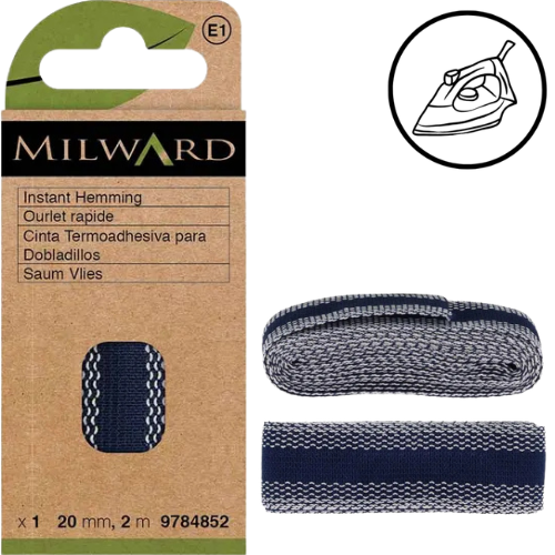 4895126758852 | 9784852 | MG9784852 | Milward |Milward Green | Milward Zoomvlies | Milward zoomvlies strijkbaar Navy Blue 20mm - 2m | zoomvlies blauw | Blauw zoomvlies | Blauw zoomvlies 20mm | strijkbaar zoomvlies | zonder naaien | Milward zoomvlies | vlieseline zoom | zoom tape | kleding zomen | zoom-fix | vlieseline band | kleding reparatie | broek inkorten zonder naaien | zoomband | vlies om te zomen | zelfklevend zoomvlies | zoom zonder naald | Nähsaum Band | bügelbares Saumband | Hosen kürzen ohne nähen | Milward Saumband | Textilsaum | Bügelvlies, hemming tape | iron-on hem tape | fusible hemming | no-sew hemming | hem tape 20mm | fabric hem fixer | instant hem band | ironing textile seam