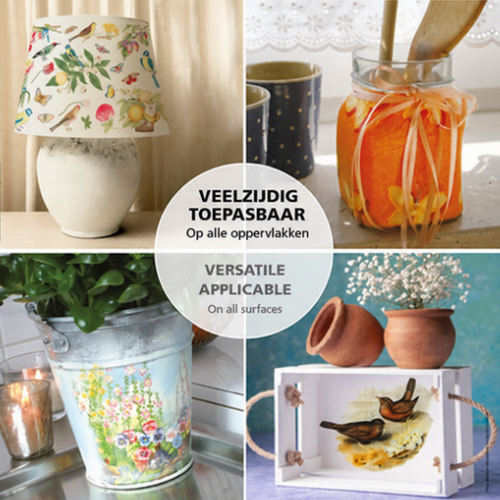 ViVa Decor Decoupage Lijm & Lak | Transparant 250ml - Afbeelding 4